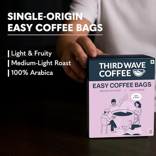 Image of THIRD WAVE COFFEE, Easy Coffee Bags, Dark Roast, (Single Origin Baba Budangiri, 5 Bags)