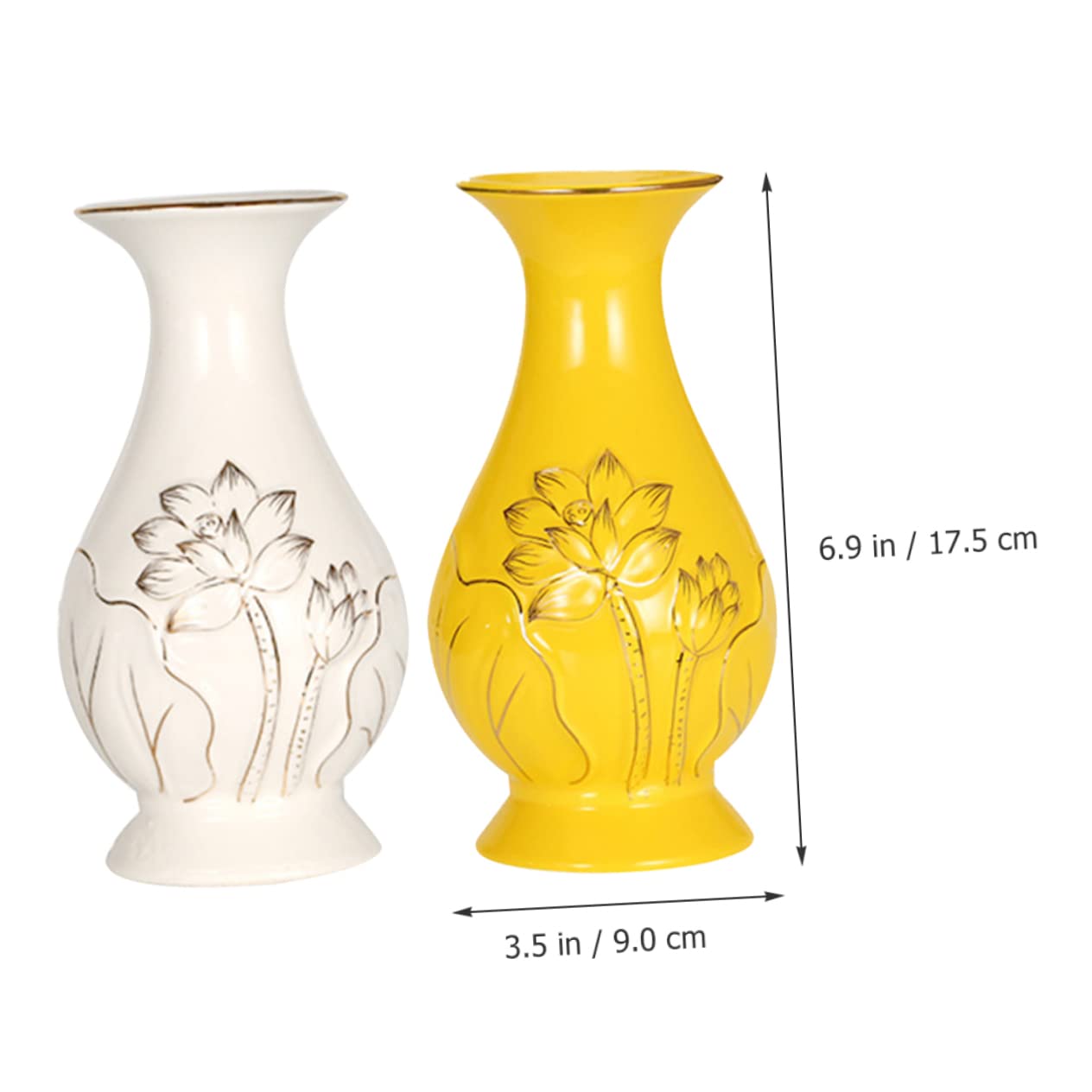 DOITOOL 2pezzi Vaso in Ceramica per Fiori di Loto Composizione Floreale in Ceramica Vaso Decorativo Moderno per Esposizione di Fiori per Secchi