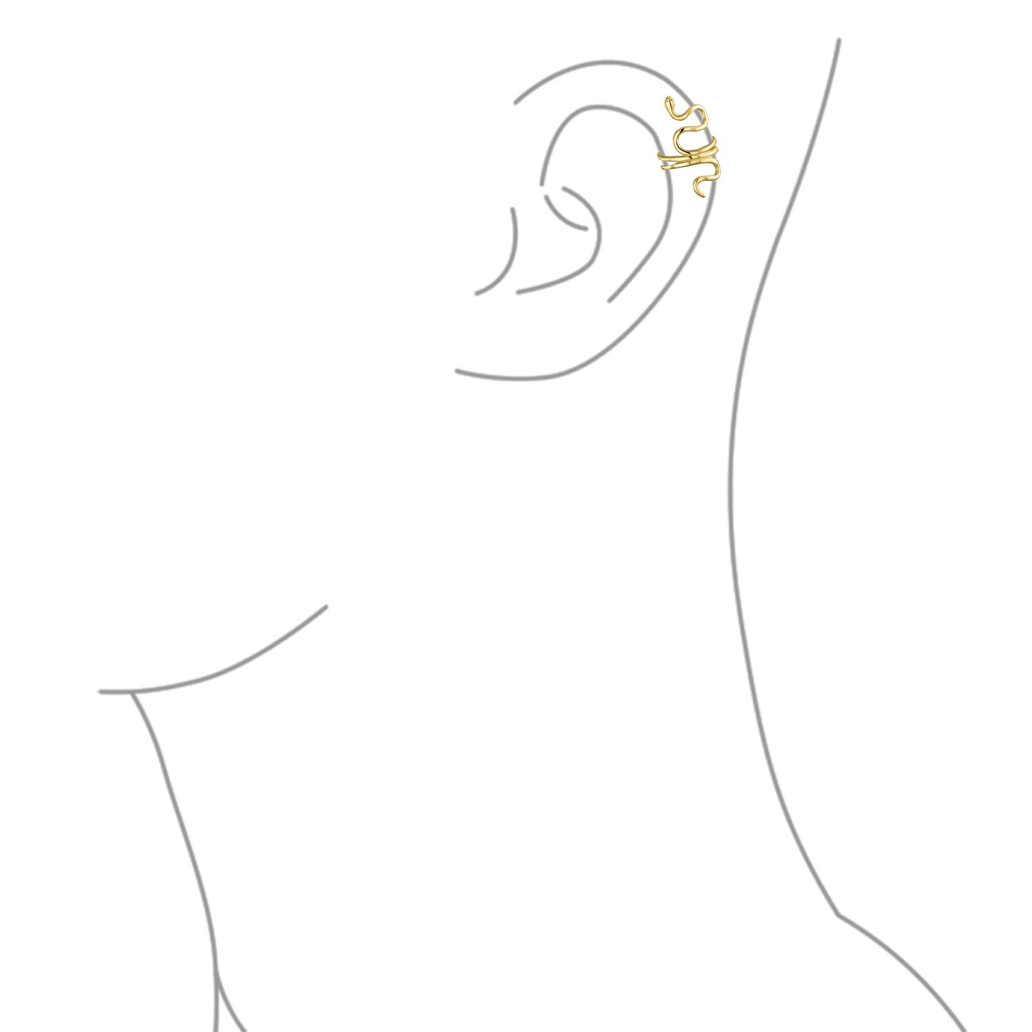 Helix Climber Crawler Schlange Serpent Clip On Wrap Draht Knorpel Lappen Ohr Manschette Ohrringe Für Frauen Teen Männer Nicht Durchbohrtes Ohr 14 Karat Vergoldet .925 Sterling Silber Paar
