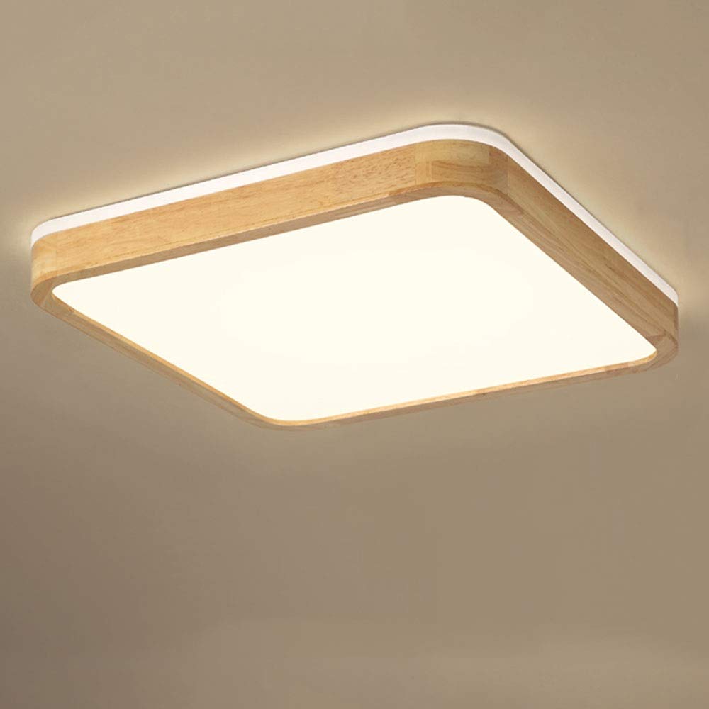 SJUN LED Ceiling Light Modern Square Wooden Ceiling Lamp Flush Mount Ceiling Lighting Fixture for Office Kitchen Bedroom Dinning Room Ceiling Lamps [Energy Class A+] (Color : White light-50cm 36W)