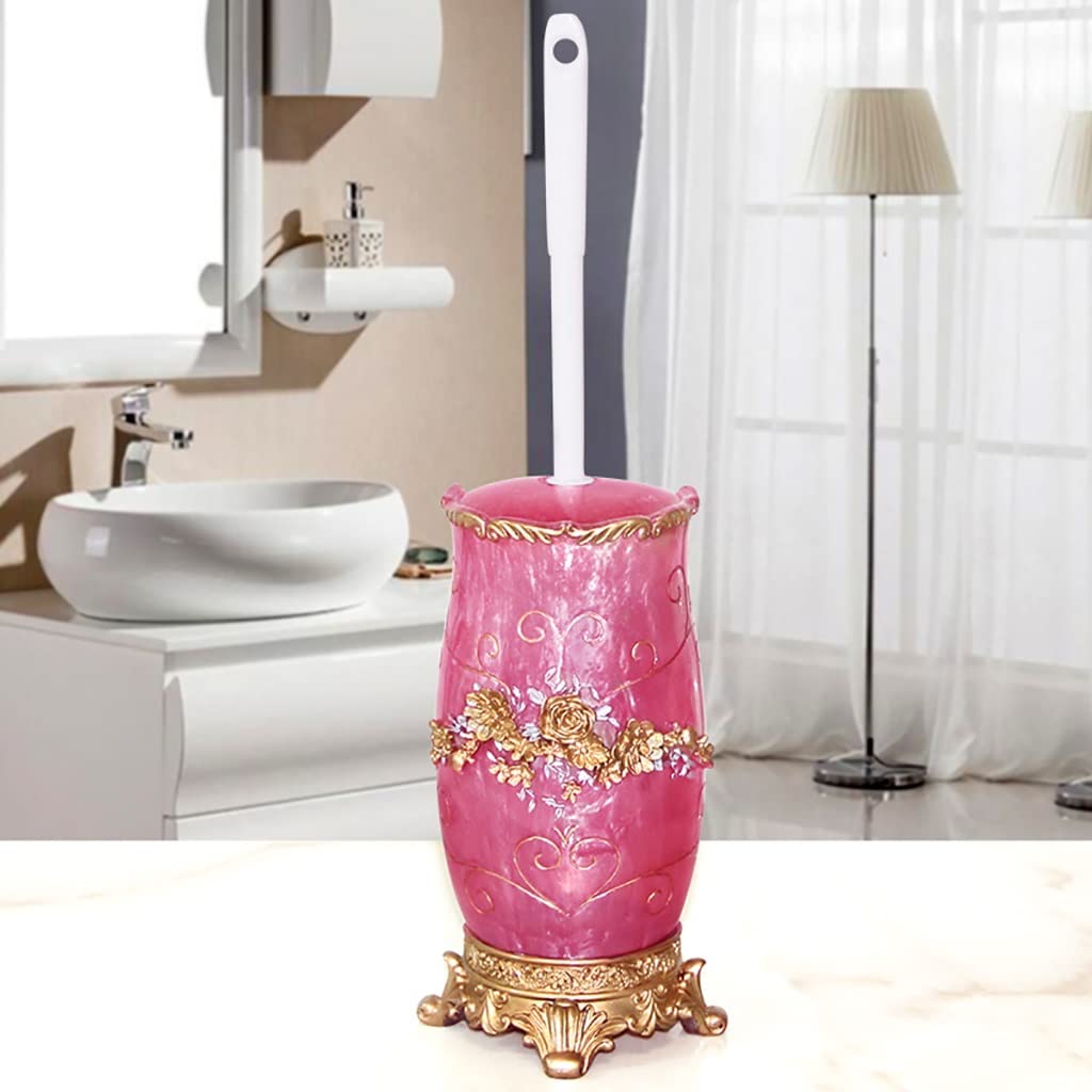 Tyuhduyur Pink 3D Three-Dimensional Relief Toilet Bowl Brush With Plastic Handle, Compact Resin Freestanding Toilet Cleaner Brush And Holder, Space Saving Bathroom Decorative Accessories Toilet Bowl Brush (