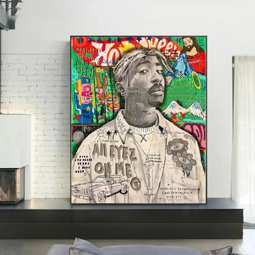 Yocheng Affiche de chanteur Hip Hop avec Graffiti Pop Art, peinture sur toile imprimée, tableau mural pour salon, décoration de la maison 30x40cm sans cadre