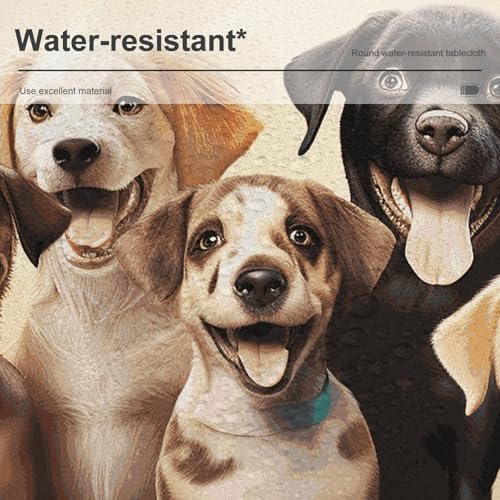 Nappe ronde imprimé chiens polyester lavable pour protéger votre table - 8
