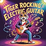 Tiger Rocking Electric Guitar: bold tiger electric guitar coloring book, musical animal coloring pages for kids, mohawk tiger coloring book for ... tiger playing electric guitar coloring book
