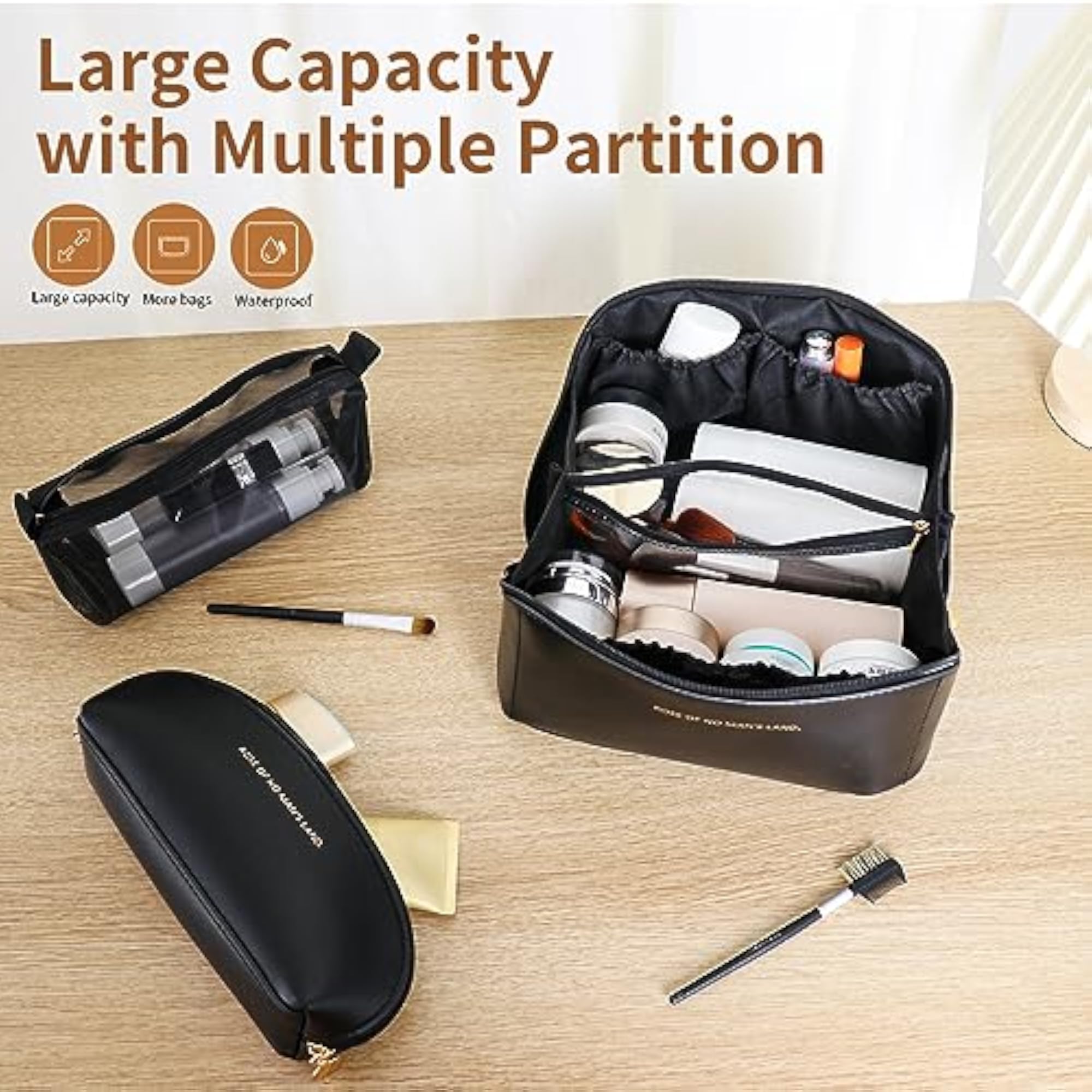 Travel Makeup Bag, 3-Set Cosmetic Organizer for Women