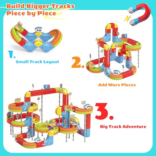 141 PCS klick Rail Electric Train Set withRacer 3D Train, Cube Track & Anti-Gravity Car, STEM Educational Toy forKids (Ages 3-8), Flexible Race Track forBoys & Girls - image 7