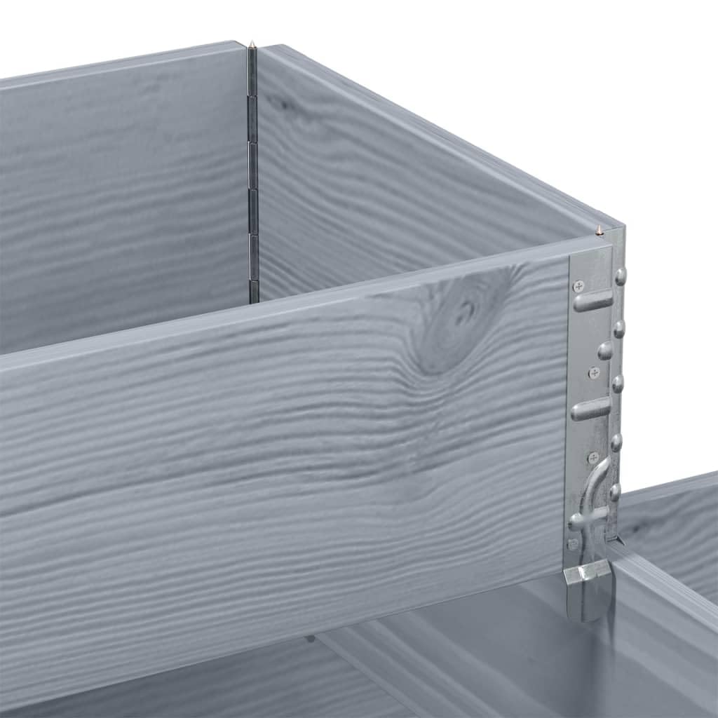 Marco para palés de 3 niveles, gris, 120 x 80 x 60,5 cm, madera maciza de pino apilable y plegable, marco para palés para transporte, almacenamiento y jardinera elevada