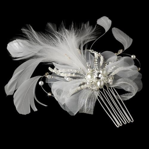 WHITE Vintage Feather Bridal Hair Accent