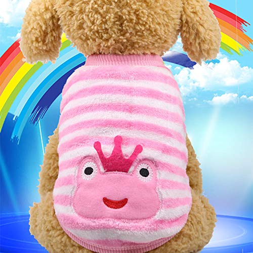 Aoile Beautiful Coral Flannel Winter Autumn Warm Thermal Cartoon Embroidery Pet Dog Cat Kitten Clothing Vest Gift