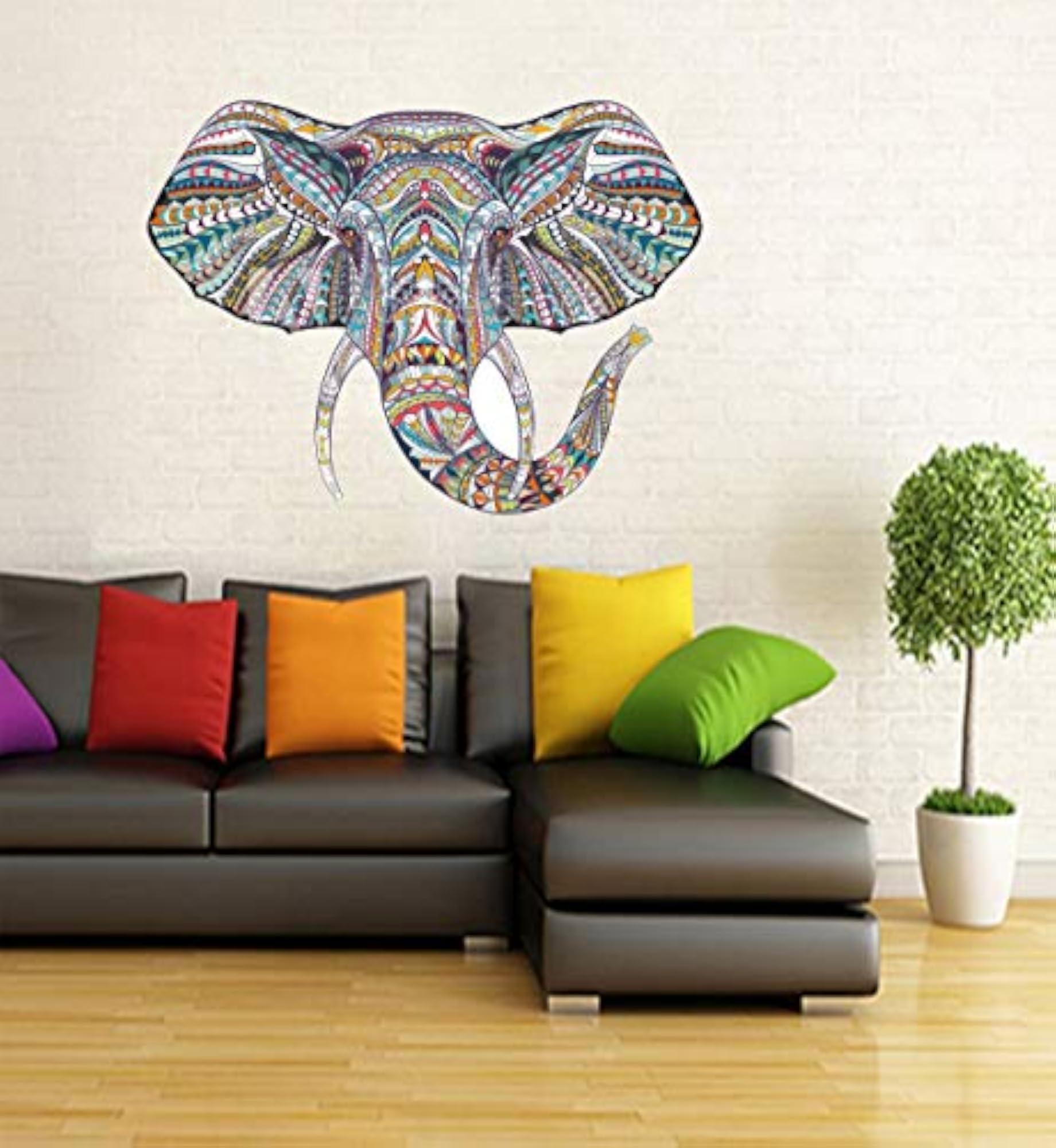 Elephant Face Medium Vinyl Wall Sticker