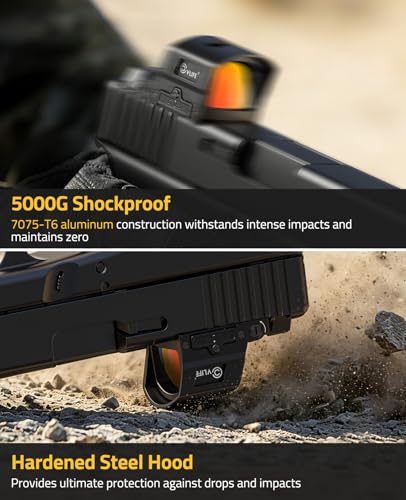 Image of CVLIFE BearMight 5000G Shockproof Auto-Brightness Red /Green Dot Sight for RMS RMSc, 36MOA Circle & 2MOA Dot Motion Awake Open Reflex Sight with Hood, Adapter for MOS /RMR /Picatinny, Optics for Hunting