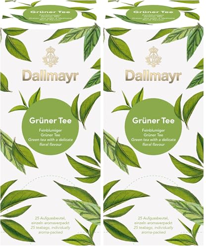 Dallmayr Tee Aufgussbeutel - Grüner Tee, 2er Pack (25 Beutel)