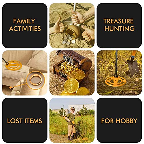 RM RICOMAX Metal Detector for Adults & Kids - High-Accuracy Waterproof Metal Detector w/LCD Display Control Box [P/P Function & DISC Mode & Distinctive Audio Prompt] 10 Inch Search Coil, Yellow - Thumbnail 7