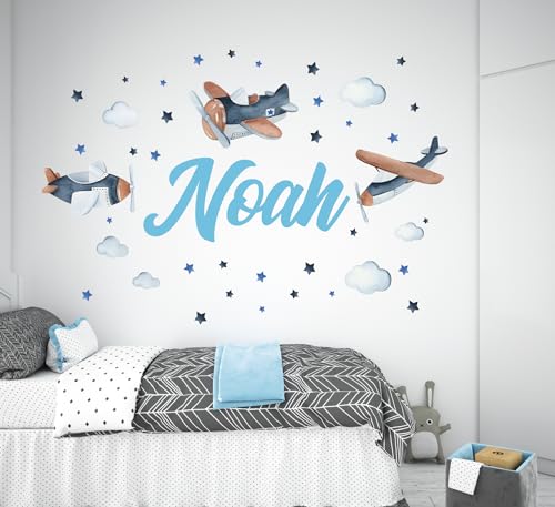 Vinilo decorativo vintage de avión personalizado para pared
