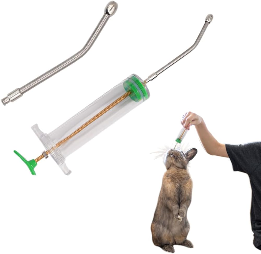 100ml Veterinary Metal Feeding Gun,Large Dosage Syringe with Safe Tip for Farm and Home Use,Adjustable Dosage Pet Syringe,Reusable Veterinary Medicine Gun for Cattle,Sheep,Horses
