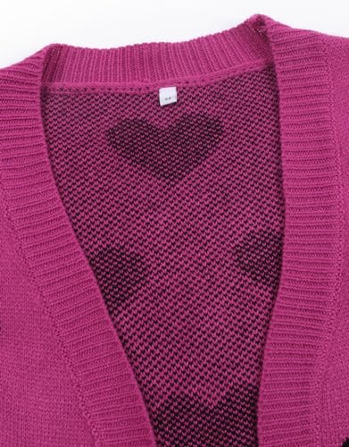 Image of Alsol Lamesa Women's Long Sleeve Heart Cardigan Sweaters V Neck Open Front Knit Coat