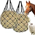 MEILLYOCEAN Slow Feed Hay Net for Horses,2 Pack Hanging Feeder for Horses Sheep Goats, Black Nylon Mesh Bag, 40 Inch Length, 2.36 Inch Holes, Cross Weave Design,