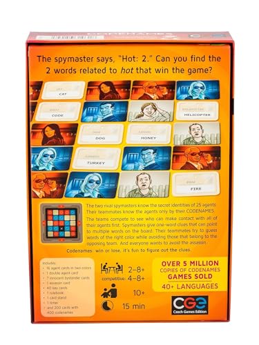 Image of Codenames Word Association Party Board Game | Strategy & Team-Based Guessing Game | Family, Friends & Adults | 2-8+ Players | Interactive Communication & Deduction Game