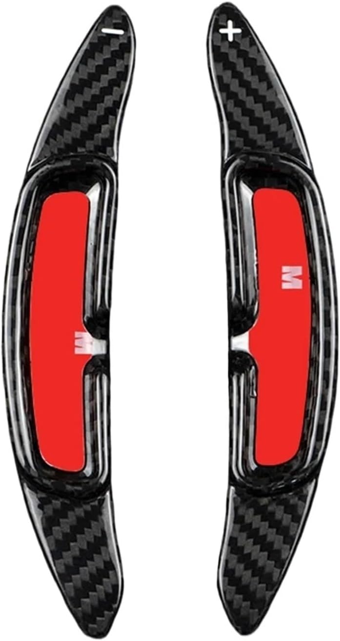 MUSM Real Carbon Fiber Pattern Pattern Pattern Pattern Steering Wheel Shift Paddle Extension Fit for Porsche Taycan Fit for Panamera 911 Red Car Accessories Modifications(4)