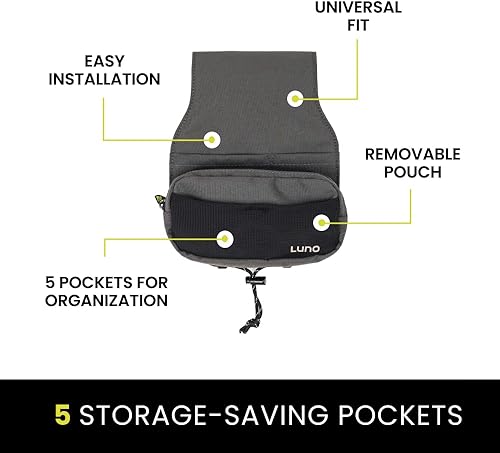 Miniatura 4 de Luno Organizador universal para reposacabezas  Almacenamiento para reposacabezas de coche con 5 bolsillos, bolsa Molle extraíble y almacenamiento