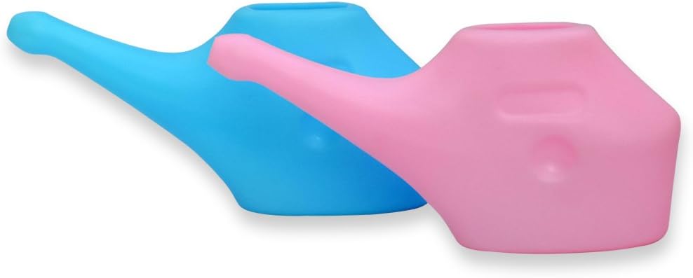 Set of Two Traveler’s Plastic Neti Pot for Nasal Cleansing | Pink and Blue Neti Pot For Couple | Compact and Travel-Friendly Design | Natural Treatment for Sinus, Infection and Congestion