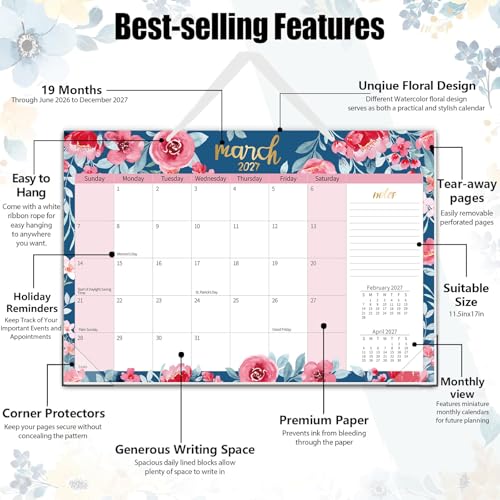 Image of Guasslee Desk Calendar 2026-2027, 19 Month Jun 2026-Dec 2027, 17 inch X 11.5 inch