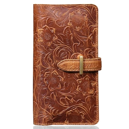 Rmawrad Dual phone Holster Genuine Leather Shock-proof Wallet Flip Folio Cover with Card Slot Universal phone bag/HandbagRFID Blocking Safe and durable for Applicable to mobile phones 6.8 in.