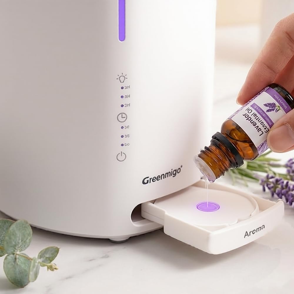 3L Top-Fill Humidificador de Aire y Difusor de Aromas,Relleno Superior Boquilla de 360°,3 Modos,Auto Apagado,Luz Nocturna,Ultra Silencioso para la Habitación de Bebés,Oficina,Dormitorio