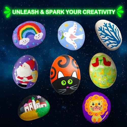 Image of KIDS KING Glow in Dark Rock Painting Kit, Art Craft Kit for Kids Age 6-12