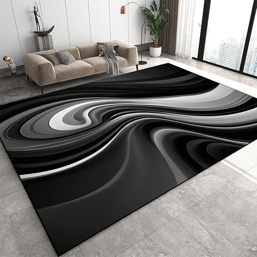 Tapete Decorativo Abstracto Moderno 6x9ft Marrón y Negro miniatura 2