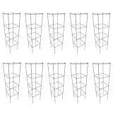 MTB Green Square Folding Tomato Cage Plant Support Stake Tower 12 inch by 46 inch, Pack of 10...