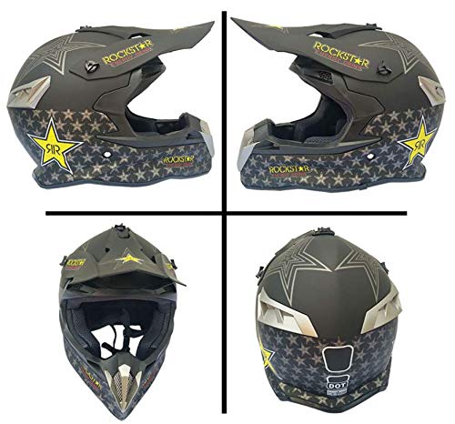 Casque Motocross Woljay - Certifié, Aéré, Visière Amovible - Taille XXL (63-64 Cm) - Noir