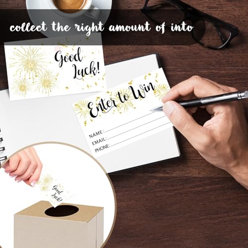 300pcs Enter to Win Raffle Tickets Cards, 3.5”x2\" Entry Form Cards with Name Email and Phone Number for Events Contests, Ballots Box,Carnivals,Raffle Drum,Auction,Drawings,Fund Raisers(White) - Thumbnail 3