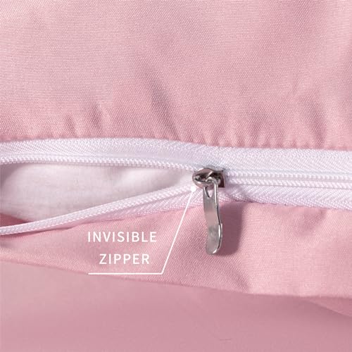 Image of 2 Pack Microfiber Queen Zipper Pillowcases, Soft Comfortable Not Shrink Pink Pillow Case, Breathable Pillow Cases Set of 2 (20x30 Inches)