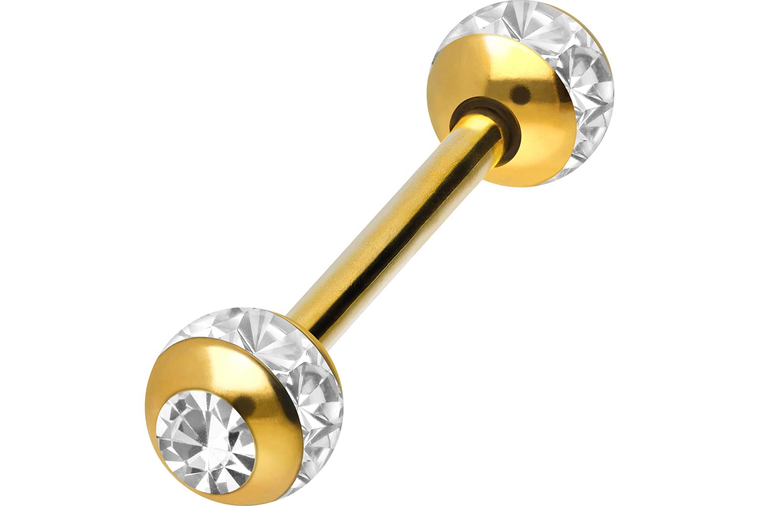 PIERCINGLINE Barra de acero quirúrgico | EPOXYRING bolas + cristales | Piercing varilla de pecho lengua | Color y tamaños a elegir