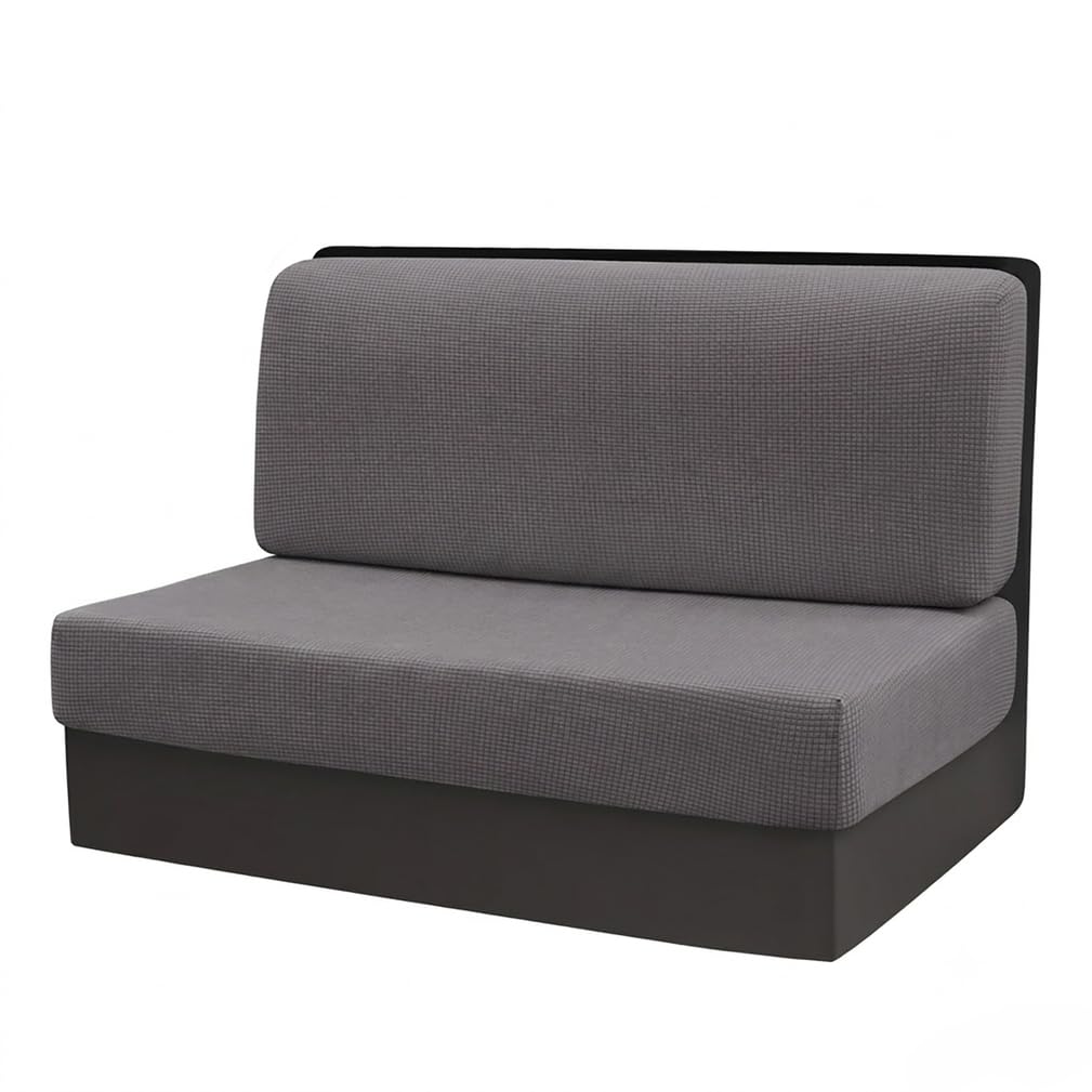 Mswborml Stretchable RV Dinette Cushion Covers Stretch Camper Cushions Cover Replacement, Anti-Slip Dinette Seat Covers for Camper 2 Piece, Washable Cushion Slipcovers for Trailer,Dark Gray