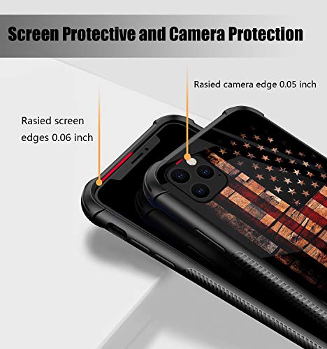 Compatible With Iphone 12 Pro Max Case,Old Wood Flag Pattern Design,Tire Texture Non-Slip +Shockproof Rugged Tpu Protective Case For Iphone 12 Pro Max(6.7Inch) Camo American Flag #TOP3