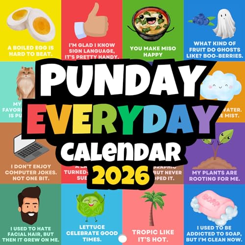 Punday Everyday Calendar 2026 | 12 x 24 Pun a Day Calendar 2026 with Hilarious Wordplay & Daily Laughs for Home & Office | Jokes Wall Calendar 2026 & Pun Intended