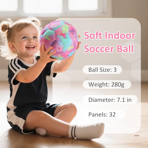 Image of Indoor Soccer Ball Size 3 Silent Soccer Balls Gifts for Beginners, Soft Foam House Training Balls, Lightweight Soccerball with Pump for Home Practice