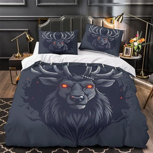 Housse de couette cerf 3D 200x200 pour parure de lit double microfibre douce - 4