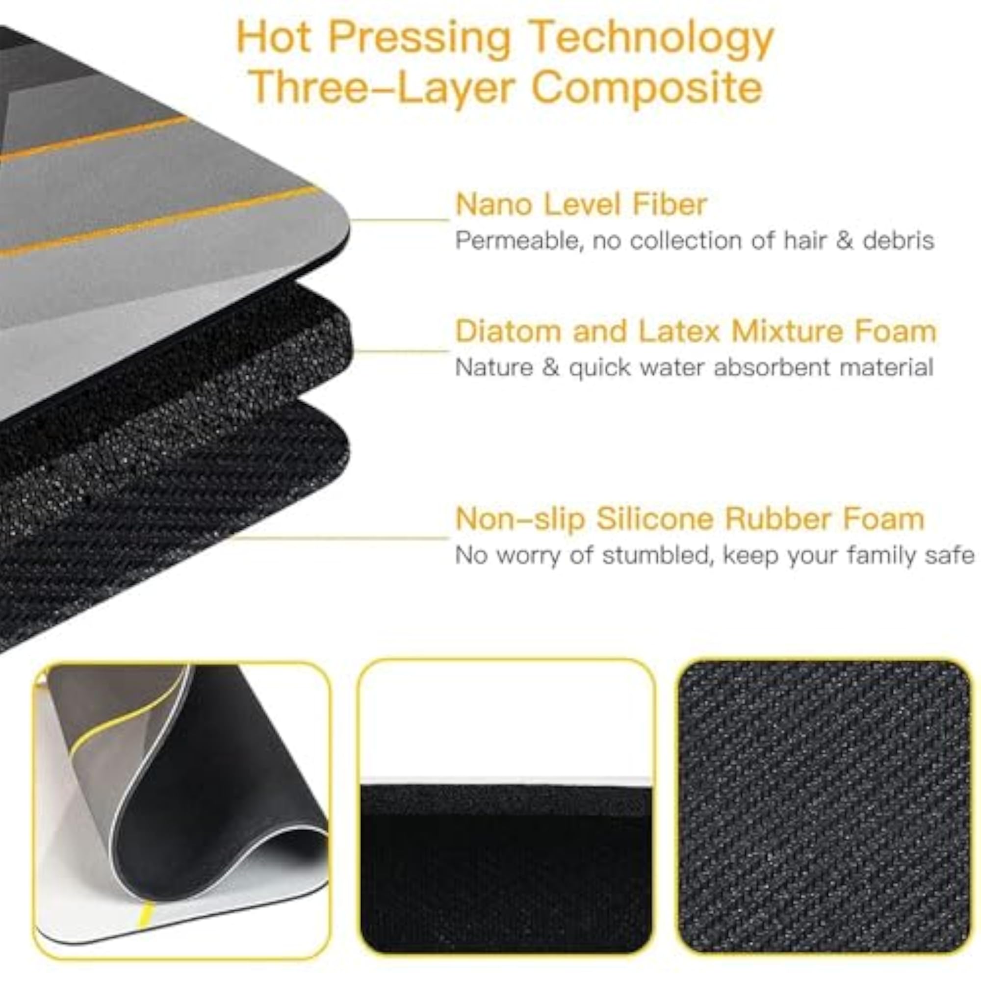 Rubber Anti-Slip Water Soaking Oval Bathroom Mat