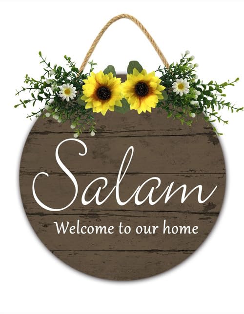 Salam Door Sign Eid Front Door Decor Ramadan Kareem Wall Decor Islamic Welcome Sign As-Salamu Alaykum Arabic Muslim Home Decor Farmhouse Hanukkah Decorations Housewarming Gift 28x28 CM