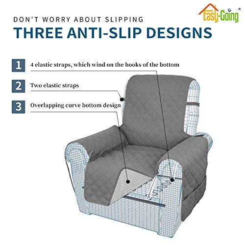 Image of Easy-Going Sofa Slipcover Waterproof Oversized Recliner Chair Cover Non-Slip Fabric Couch Cover for Living Room Washable Furniture Protector for Pets Kids Children Dog Cat (Oversized Recliner, Grey)
