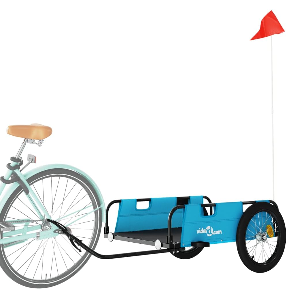 Willood Fahrradanhänger Lastenanhänger Fahrrad Transportanhänger Anhänger Blau Oxford-Gewebe und Eisen 135 x 68 x 38.5 cm