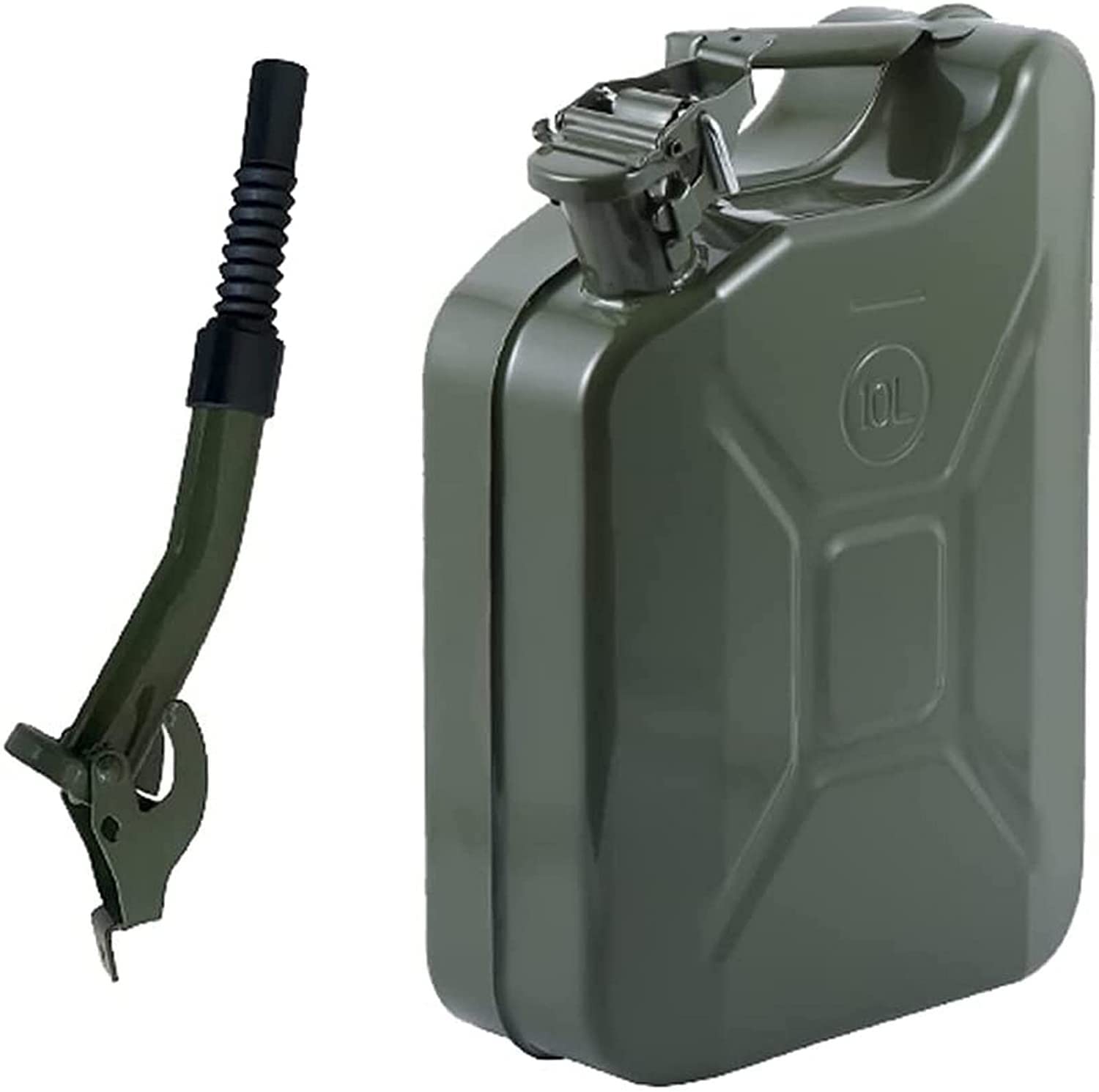 Tanica Carburante Standard Tanica Per Carburante In Metallo Antiruggine Da 10 Litri, Lattine Per Benzina Portatili Con Tubo Guida Olio, Contenitore Per Lattine Diesel Per Benzina Di Emergenza Per Auto