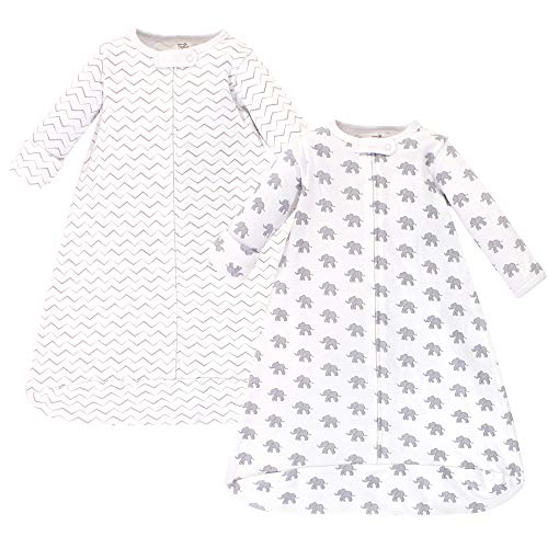 Touched by Nature Unisex Baby Organic Cotton Long-Sleeve Wearable Sleeping Bag, Sack, Blanket, Marching Elephant, 0-3 Months