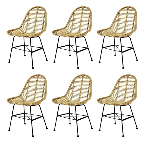 Genérico Sillas de Comedor 6 Unidades ratán Natural,Mobiliario,Sillas,Sillas de comedor-275498