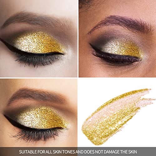 Anglicolor Diamond Glitter Liquid Eyeshadow, Glitter Eyeshadow, Lightweight Smooth, Shimmer Eyeshadow, Metals Gloss Sparkling Eyeliner Pen, Cosmetics Gift For Girls And Women 02(Dark Gold) #TOP1