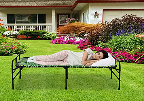 Image of ARTEMIST Portable Single Folding Painted Bed With Pillow Space Saving Heavy Duty Foldable Khat Cot For Sleeping Sturdy Metal Frame Space Saving Design 3X6 Feet (Modern- Bed & Pillow)(Multi-Color)