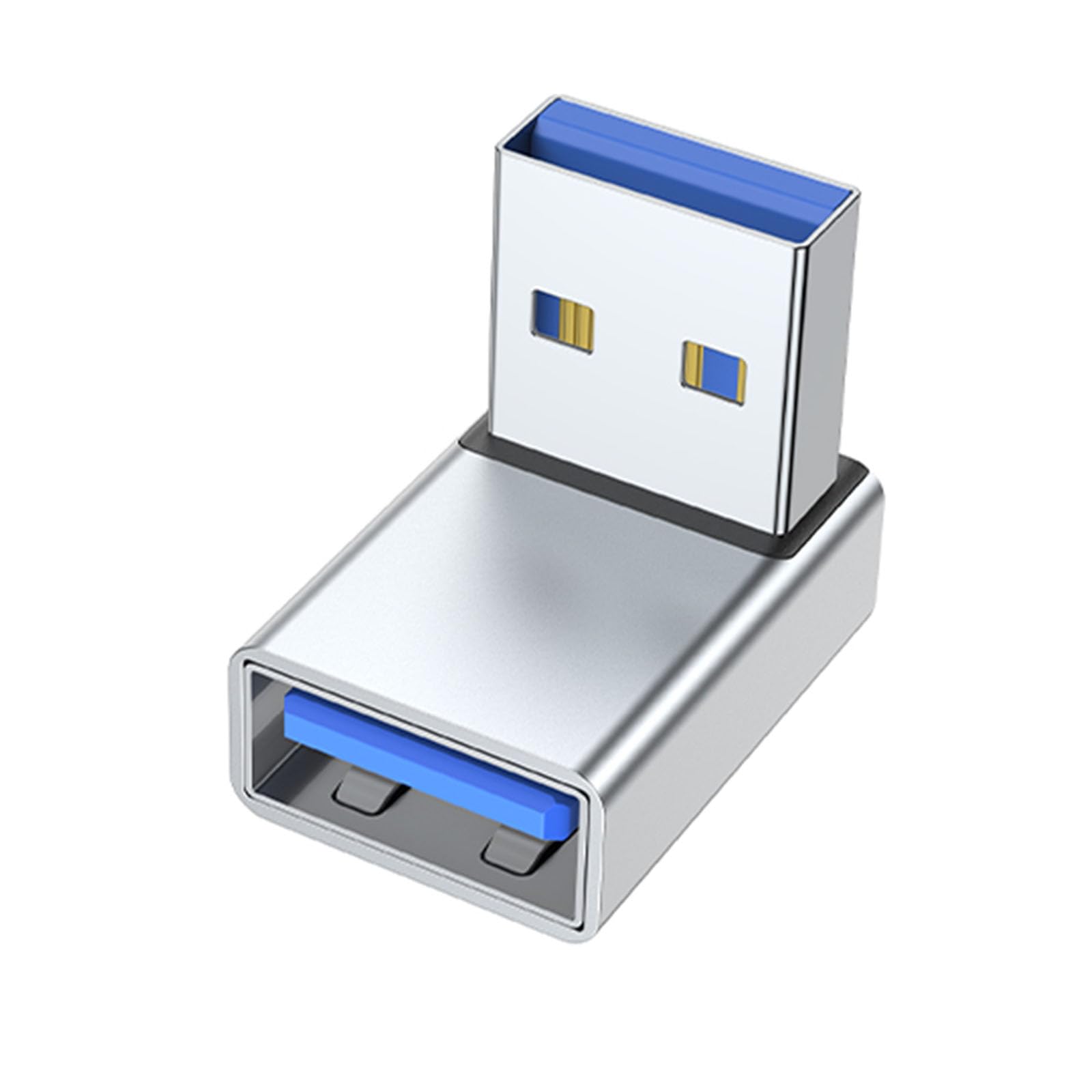 Zeizafa USB 3.0 Male to Female 90 Degree Right Angle Extension Adapter USB Upward Connector Data Sync for Laptop PC USB Fan Silver